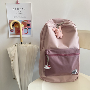 日系ins风小清新双肩包女 简约休闲书包初中女生高中生大学生背包