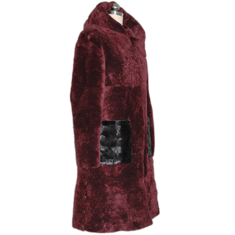 2019新款皮毛一体外套女中长款羊剪绒大衣连帽皮草外套修身包邮