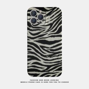 适用华为oppo苹果iqoo荣耀iphone16 60新款 15pro mate70 情侣手机壳plus小众手绘黑斑马纹 14promax