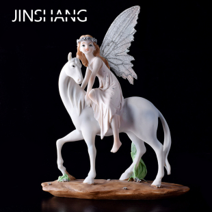 骑马花仙子独角兽天使摆件现代家居饰品工艺品创意女孩生日礼物