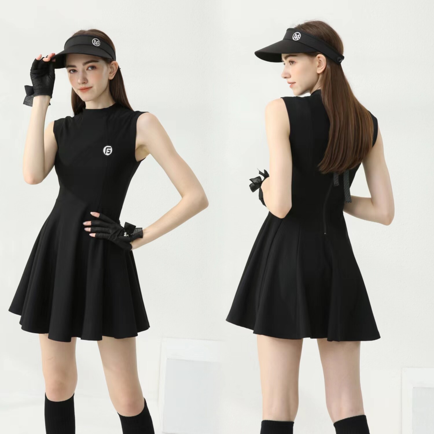 夏季高尔夫女装网球连衣裙韩版修身上衣裙子女套装连体裙golf服装