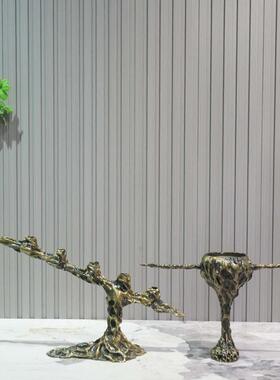 复古几何铜氛围感烛台摆件样板间售楼处音乐主题印度欧式桌面装饰