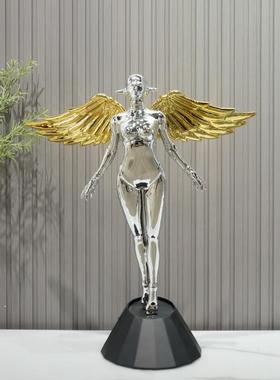 现代简约创意天使人摆件翅膀人摆件样板间客厅茶几玄关装饰摆件