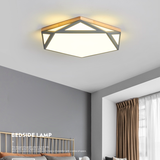 北欧风格卧室灯简约现代马卡龙led吸顶灯创意主卧房间灯实木灯具