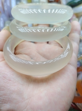 天然玛瑙玉髓手镯马料白冰，紫罗兰手镯手环直播链接