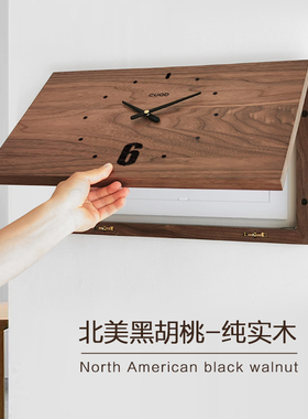 胡桃木简约现代风电表箱装饰画