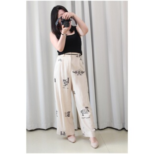 裤 有腔调 日单设计师线贵牌TH0M@S松紧腰时髦棉麻女休闲裤