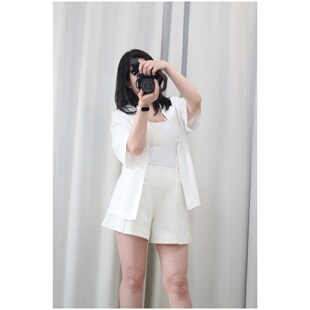 2.2W+日本小众高端MANOF宽松系带短袖衬衫外搭夏季女