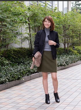 100%羊毛秋冬 N@TURAL BEAUTY BASIC日单毛呢半身裙女短裙