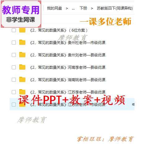 苏教版数学四下《常见的数量关系》公开课课件PPT+教案+视频教师