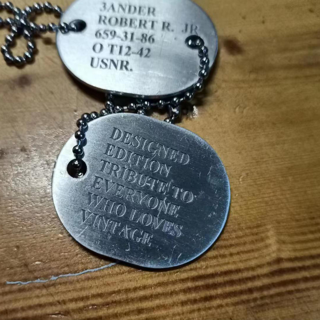 美国二战海军身份牌铝制双牌双链刻字清晰内容定制