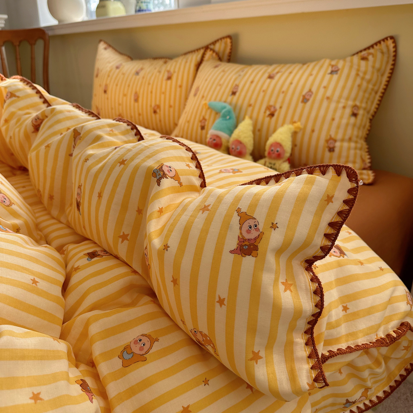 可爱星星人a类全棉双层纱四件套纯棉卡通被套床单三件套床上用品4