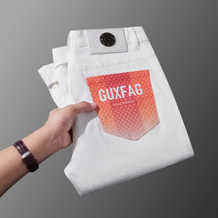 高级感纯棉白色牛仔裤男款2026新款夏季薄款裤子修身小脚男裤轻奢