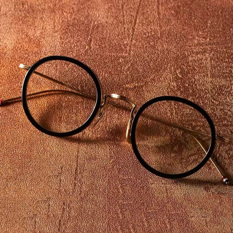 Thom品牌纯钛眼睛框圆形眼镜架男女近视可配片TB906复古流行圆框