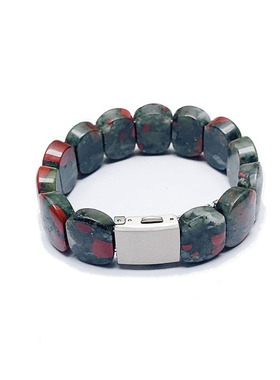 天然血石玛瑙玉髓鸿运当头手链宽版手环扣头红火男款小众礼物手排