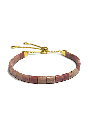 原创少女粉糯系红木纹石小方块手链百搭时尚设计精致温柔甜美风