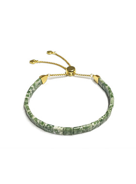 青海翠玉小方块手链青绿点石森系精致小巧款手串原创设计抽拉款