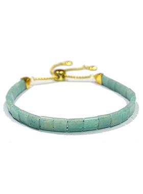 天然蓝绿天河石小方块手链