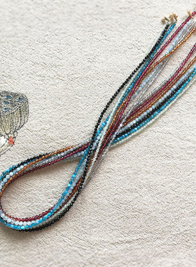 天然刻面小米珠左右项链石榴石