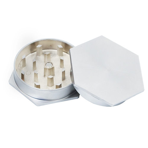 新品 双层金属磨烟器 直径50mm金属研磨器 个性六边形造型Grinder