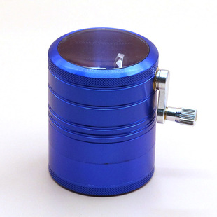 新款手摇转笔刀铝合金磨烟器 63MM四层透窗滚轮金属研磨器GRINDER