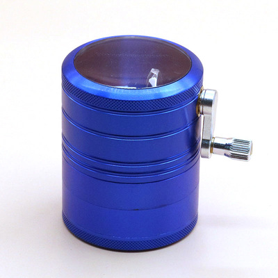 新款手摇转笔刀铝合金磨烟器 63MM四层透窗滚轮金属研磨器GRINDER