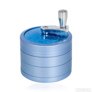 跨境热卖 63mm四层上盖冰花手摇铝合金磨烟器研磨机便携式Grinder