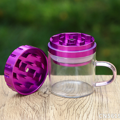跨境热销铝制磨烟器手动55MM碎烟斗草香料储物罐杯研磨器grinder