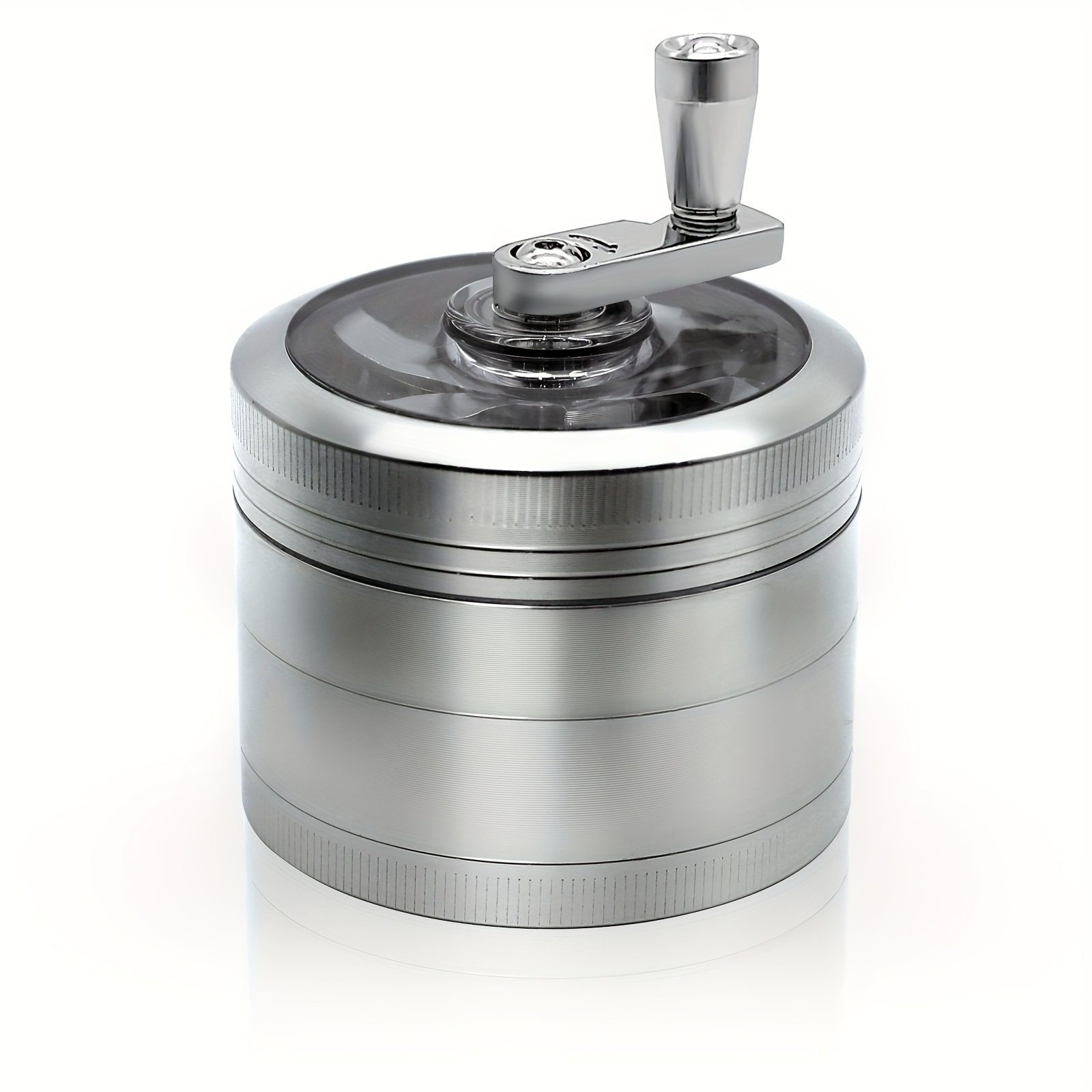 折叠摇杆磨烟器 63MM四层手摇透窗手动锌合金金属研磨器 Grinder