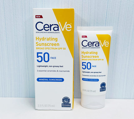 现货美版CeraVe适乐肤物理防晒日霜乳液滋润保湿修护超低敏SPF50