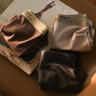 维姆工作室 美拉德无痕撞色磨毛内裤男款平角男士四角男生秋冬款