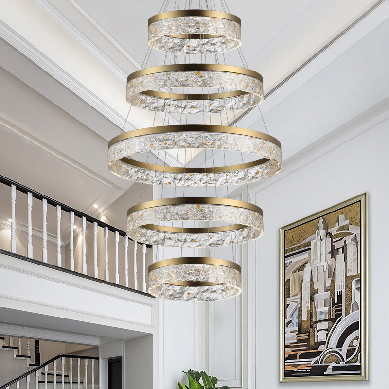 复式楼大吊灯现代简约轻奢设计师款大气树脂楼梯别墅挑高客厅吊灯_虎窝淘
