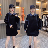 百搭设计感拼接大衫 2025年早秋新款 卫衣裙宽松显瘦洋气休闲中长款