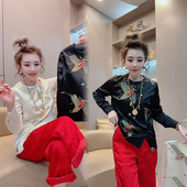 复古修身 2025早春新年款 显瘦圆领上衣 国风盘扣刺绣蝴蝶衬衫 新中式