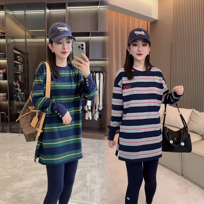 韩系宽松休闲显瘦宽条纹长袖卫衣