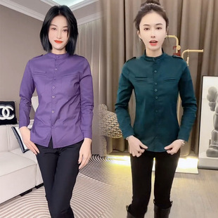 秋冬新款衬衫韩版气质显瘦常规职业女加绒小衫时尚百搭上衣打底潮