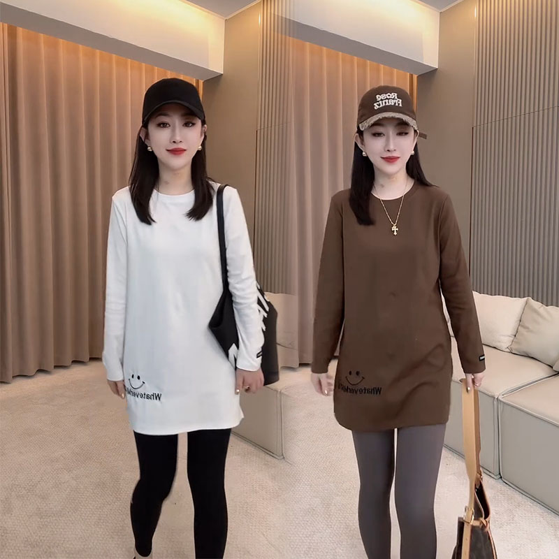 欧韩刺绣字母简约休闲长袖T恤女