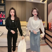 衬衫 2026春季 收腰显瘦百搭翻领拼接背心假两件短款 时尚 女 网红新款