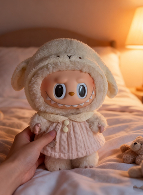 仅衣服labubu公仔衣服1拉布布换装着替晚安咩咩睡衣奶黄爬爬服