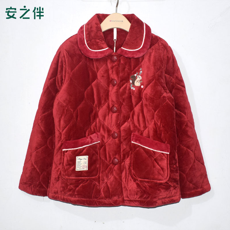 安之伴冬季三层加厚夹棉睡衣女士图片