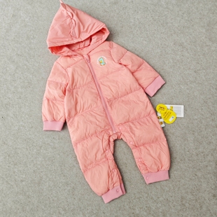 撤柜正品女宝宝80码羽绒连体服真90绒爬爬服包屁衣婴儿冬季外出服