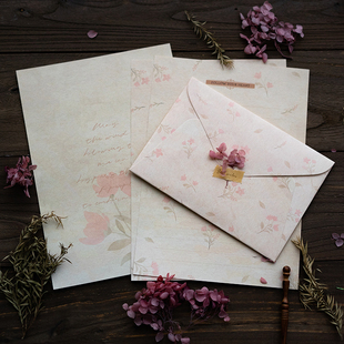 森屿叶圣诞节复古信笺纸情侣手写告白送女友情书信纸信封套装 贺卡