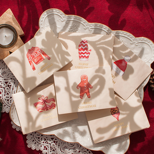 森屿叶暖冬圣诞贺卡复古卡片明信片套装 平安夜祝福商务节庆告白卡