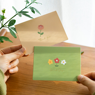 森屿叶小清新烫金祝福贺卡生日手写空白卡圣诞节日高级感小卡片