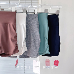 夏 女高腰收腹提臀瑜伽健身热裤 翘臀蜜桃抽绳热裤 跑步紧身三分裤