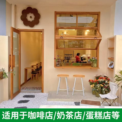 实木门窗定制奶茶咖啡店民宿上下折叠窗折叠门店铺门窗木门定制