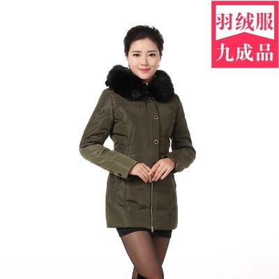 女士中长款修身显瘦版型连帽羽绒服半成品衣壳翻新九成品衣皮大衣