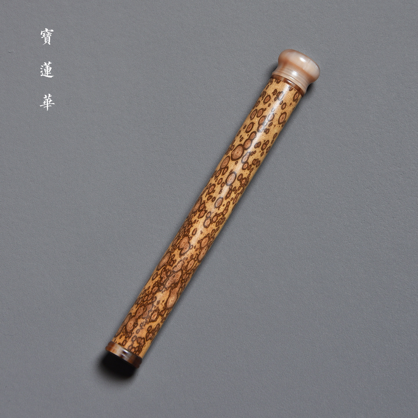 带隐藏香插梅鹿竹节短香筒 镶花牛角盖线香桶 茶玩沉香收纳盒香道