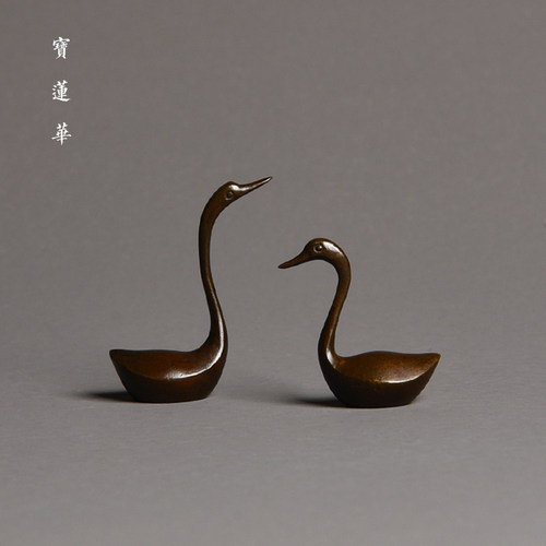铜雕小天鹅实心全铜架茶枕笔搁