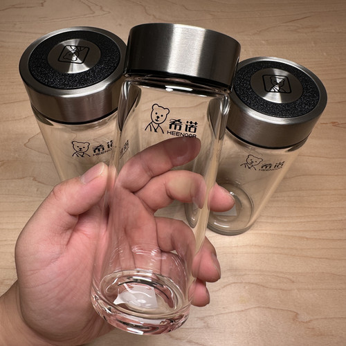 单层加厚透明便携带盖泡茶玻璃杯